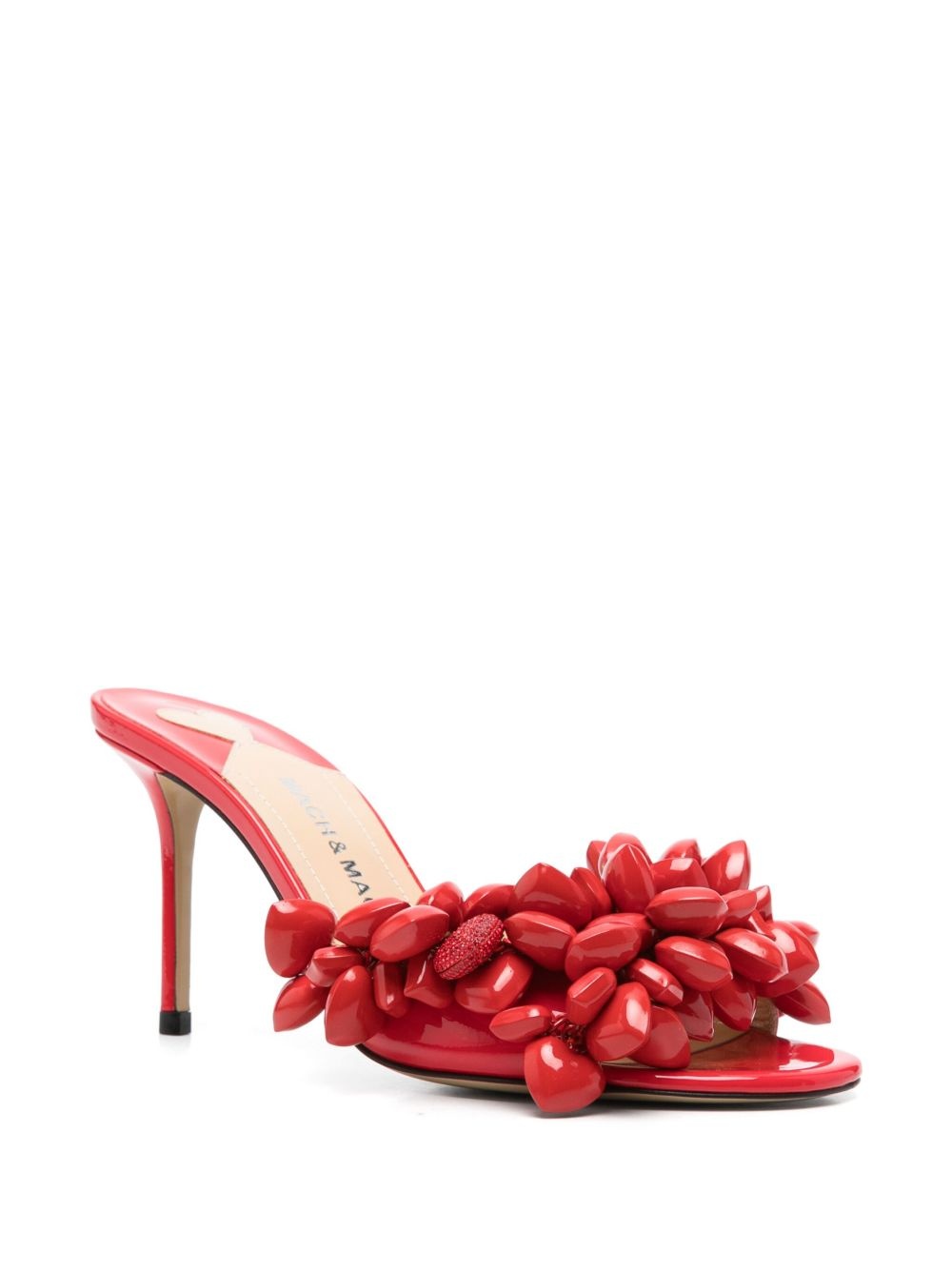 85mm puffly-heart patent mules - 2