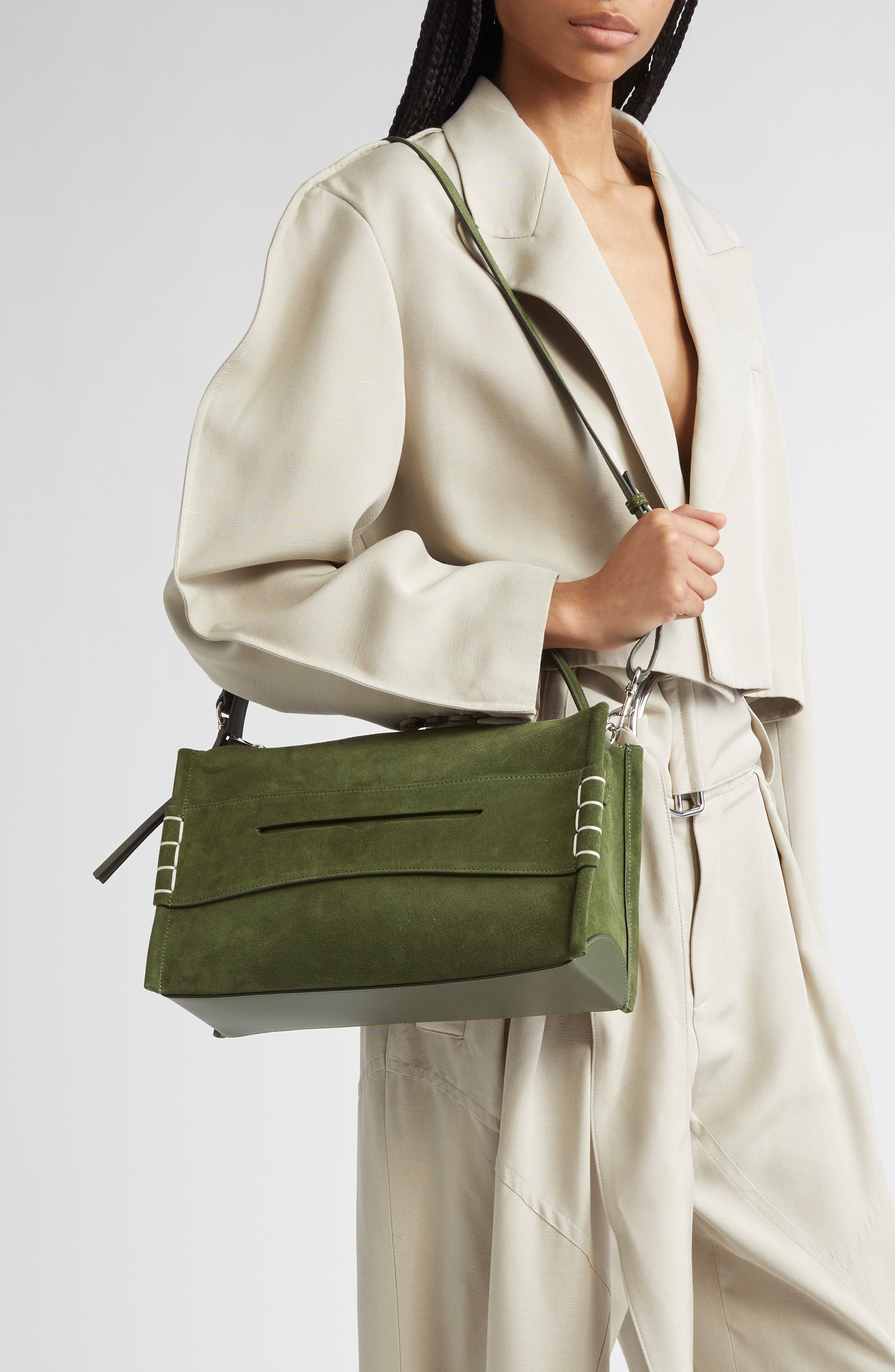 JW Anderson Medium Loafer Leather Shoulder Bag in Khaki 575 at Nordstrom - 2