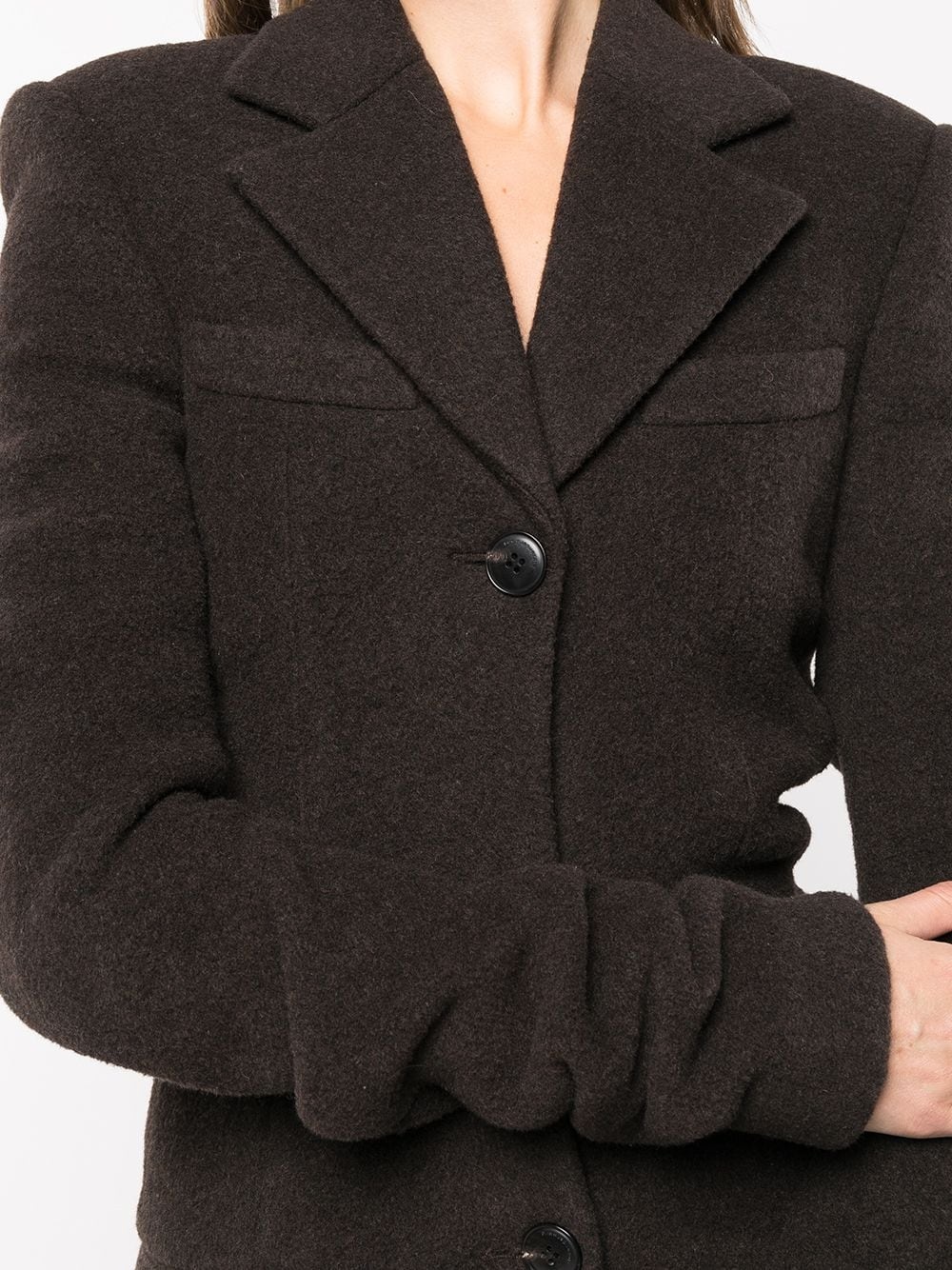 ruched sleeve wool-blend jacket - 5