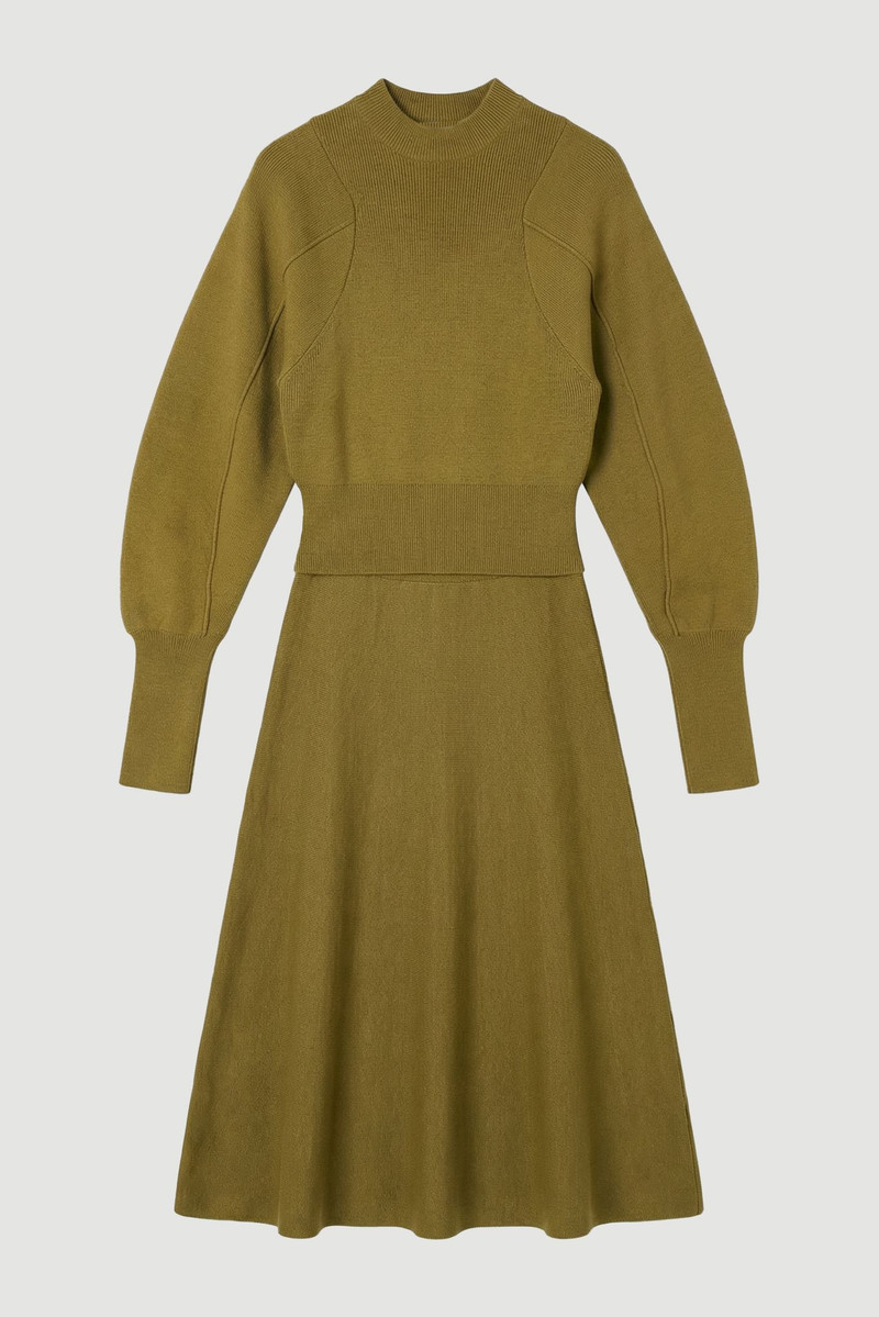 Wool Look Rounded Sleeve Knit Midi Dress 4