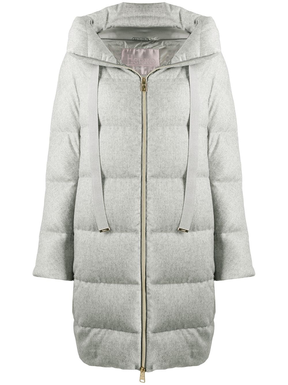 drawstring neck padded coat - 1