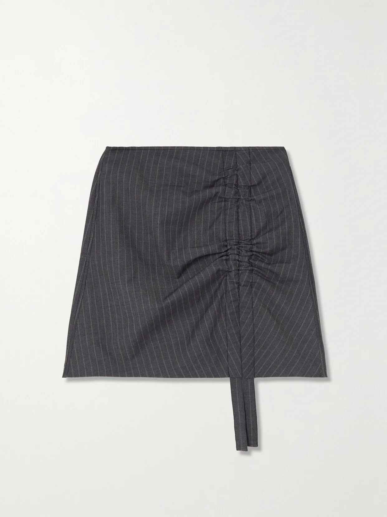 Ruched Pinstriped Recycled Twill Mini Skirt - 1