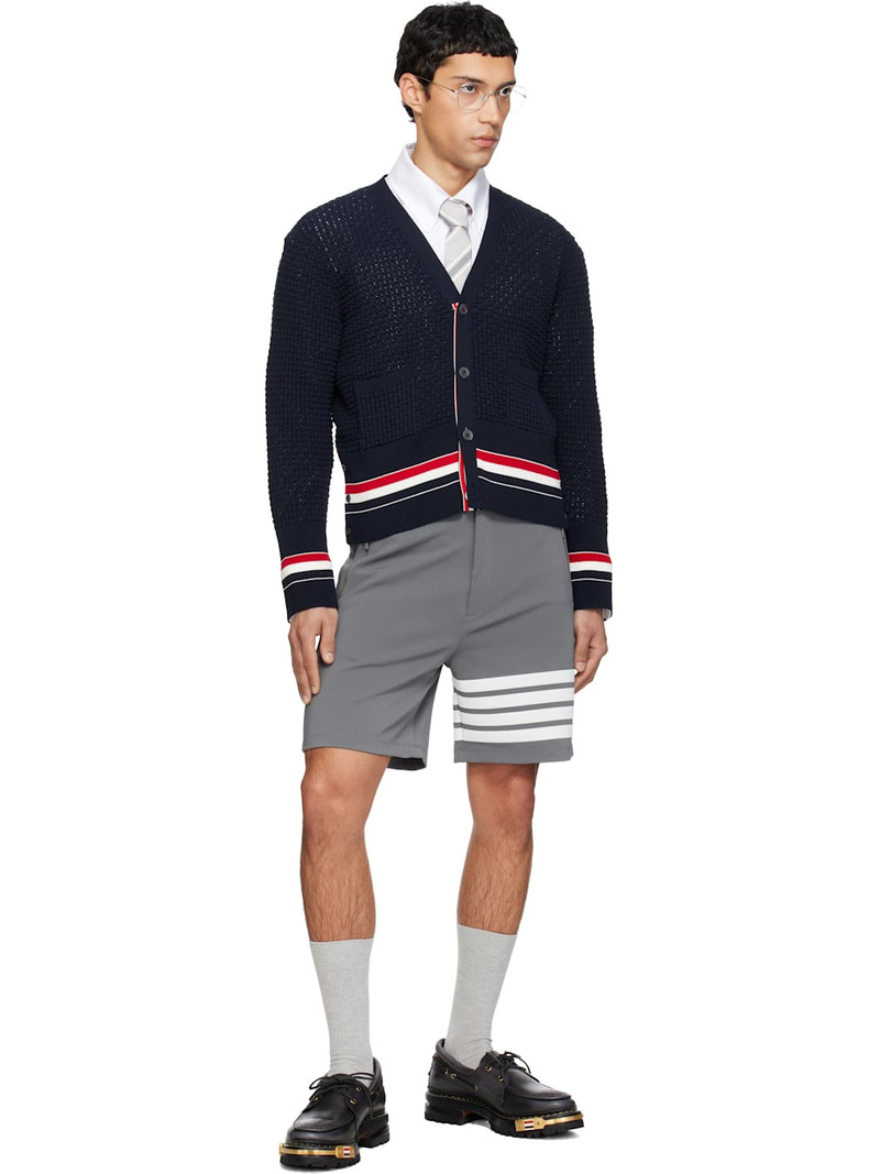 Thom Browne Navy Float Ripple Stitch RWB Cardigan outlook