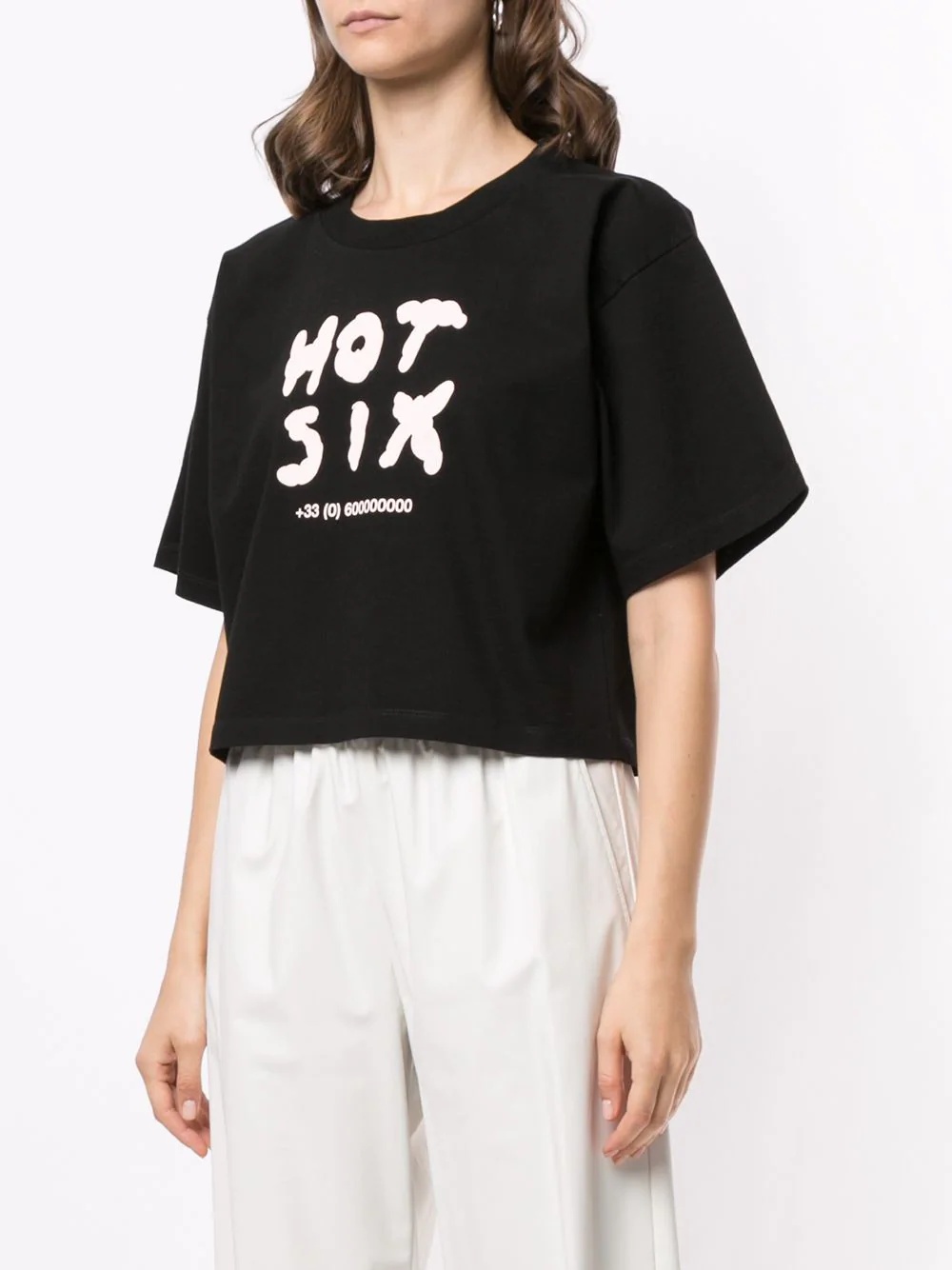 graphic print cropped T-shirt - 3