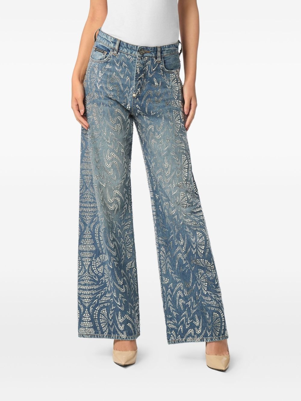 rhinestone-embellished jeans - 2