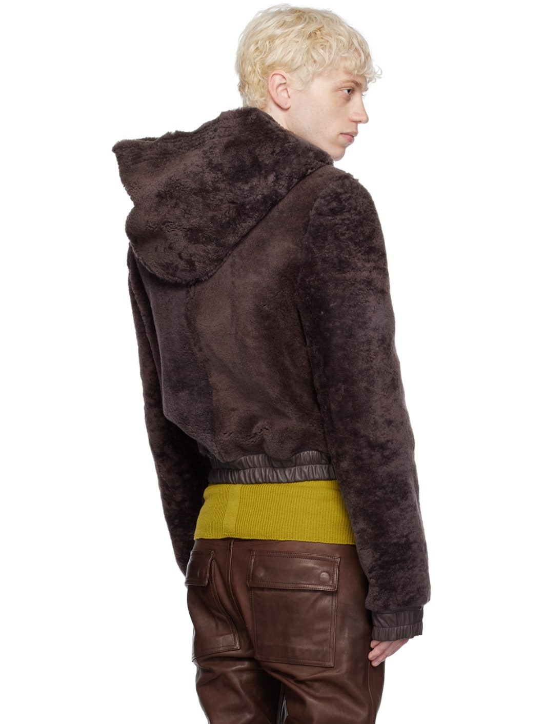 Purple Hooded Shearling Jacket - 3