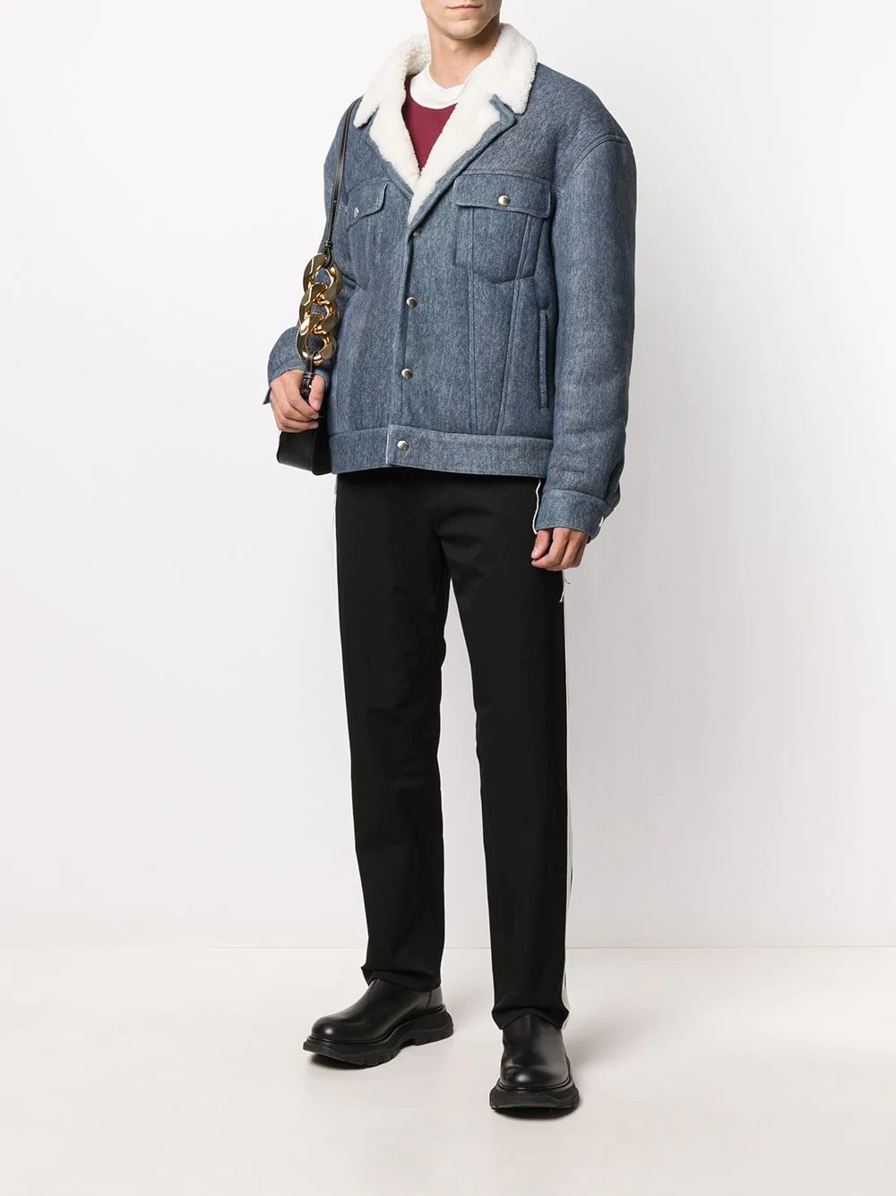 denim mouton jacket - 2