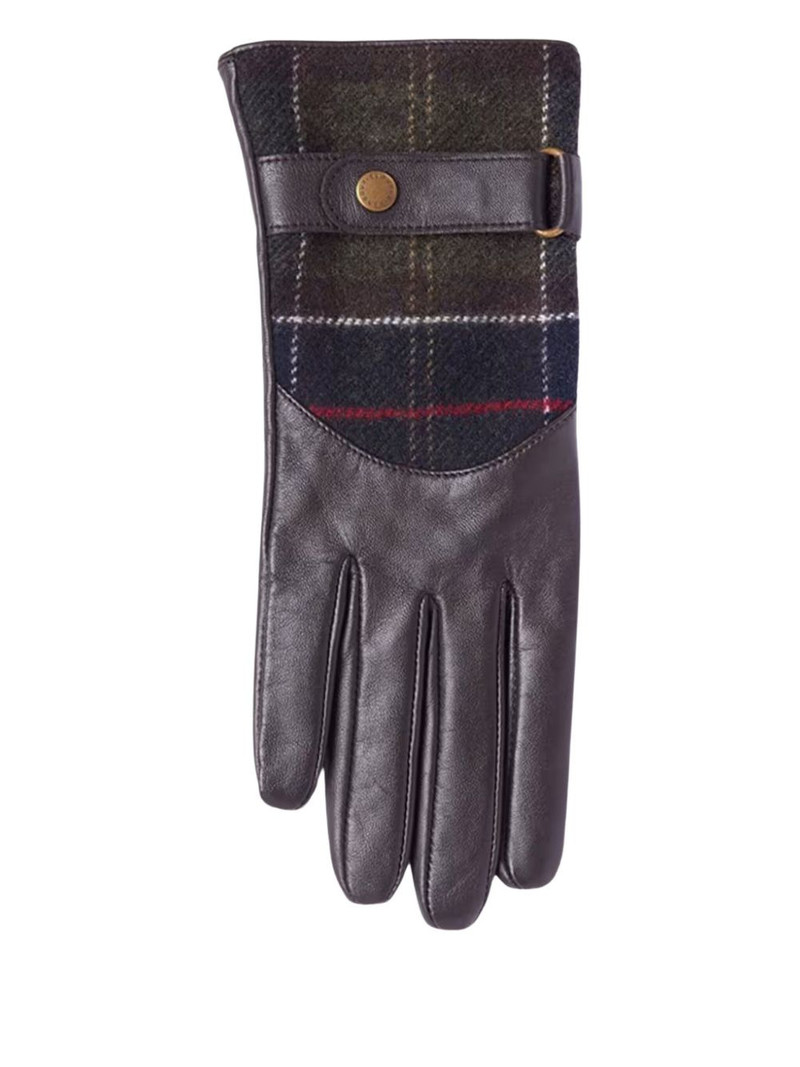 Barbour plaid-pattern leather gloves outlook