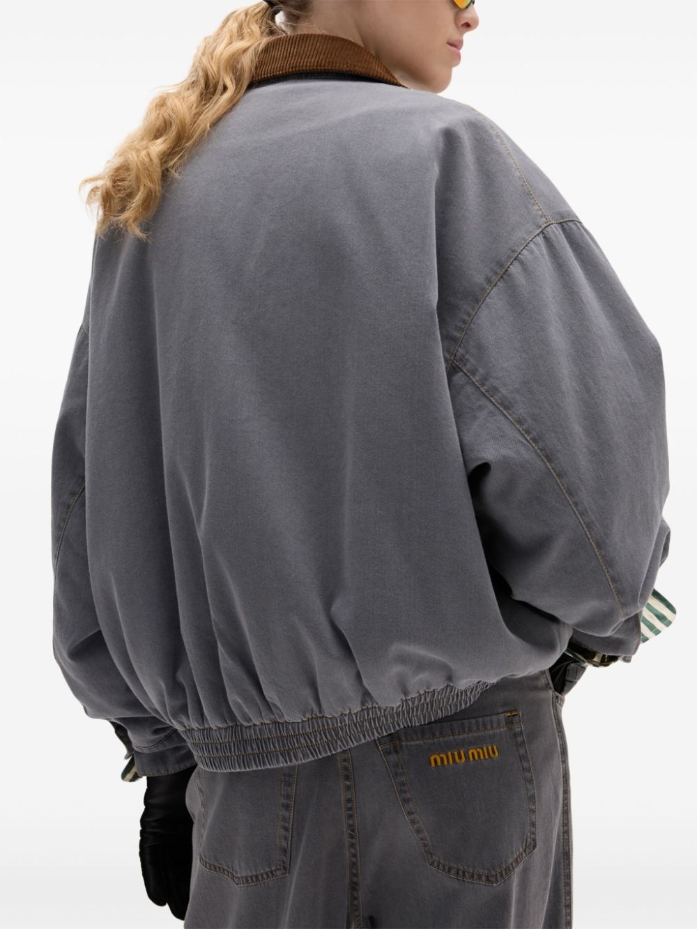 velvet-trim bomber jacket - 4