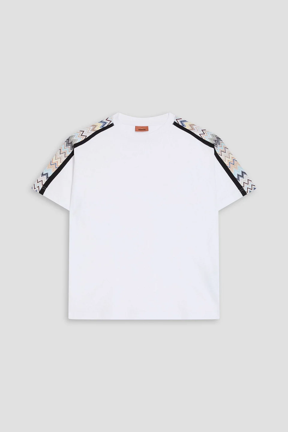 Knit-trimmed cotton-jersey T-shirt - 1