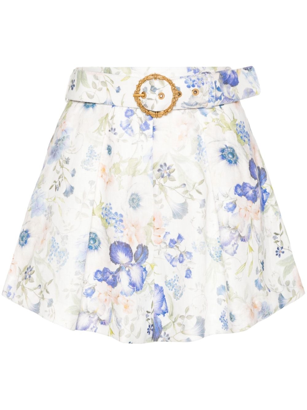 Floral print linen shorts - 1