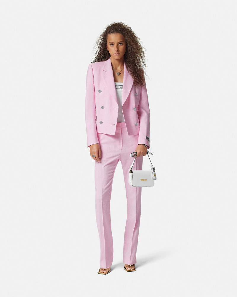 VERSACE Malfilé Crop Double-Breasted Blazer outlook