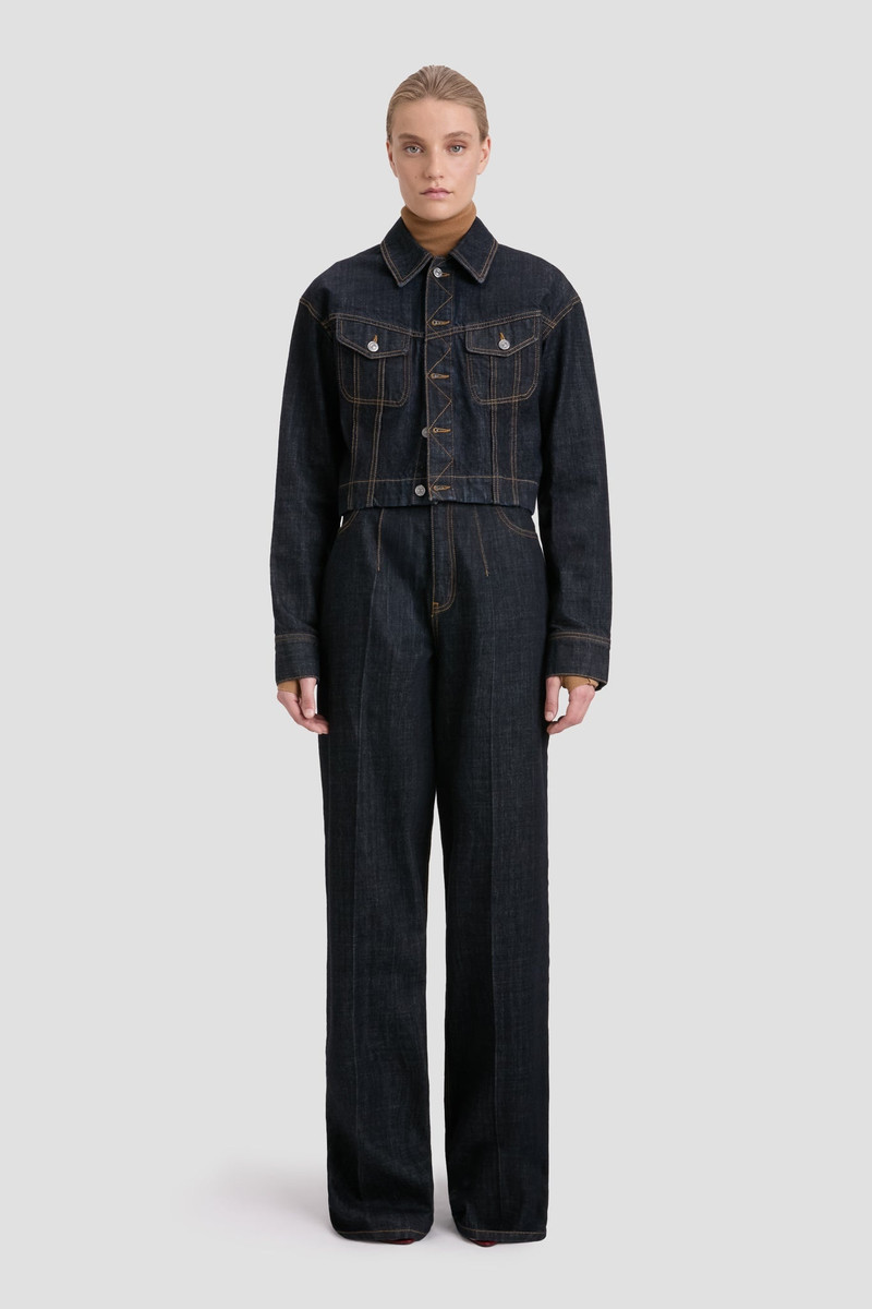 Victoria Beckham Cropped Denim Jacket In Indigo Rinse outlook