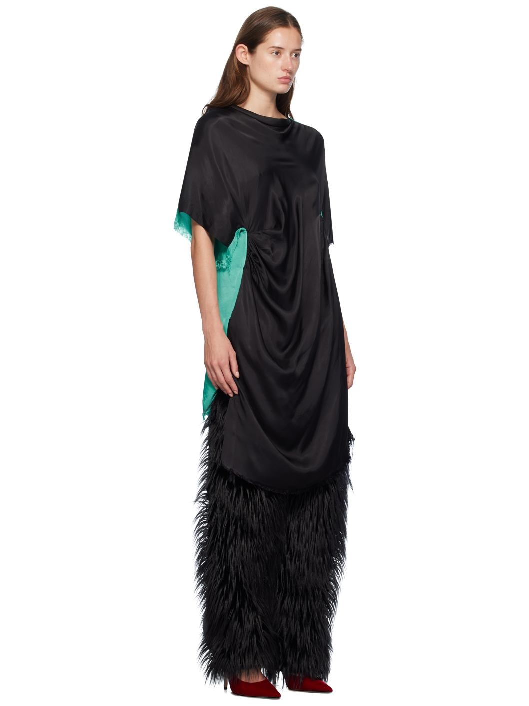 Black & Green Shadow Midi Dress - 2