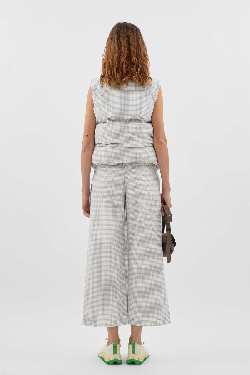 PUFFY GILET / off white & blue check 6