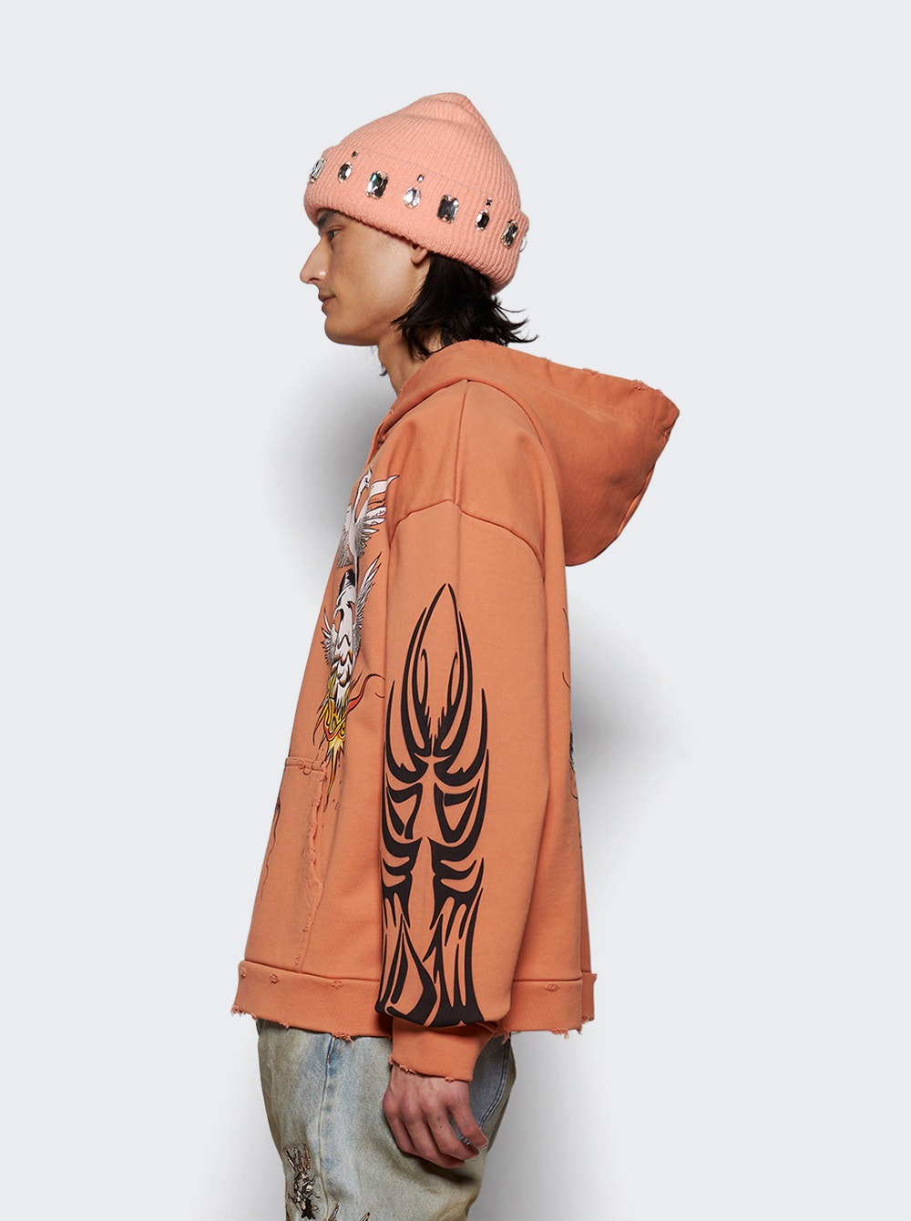 Nefarious Winged Hooded Pullover Crimson - 3
