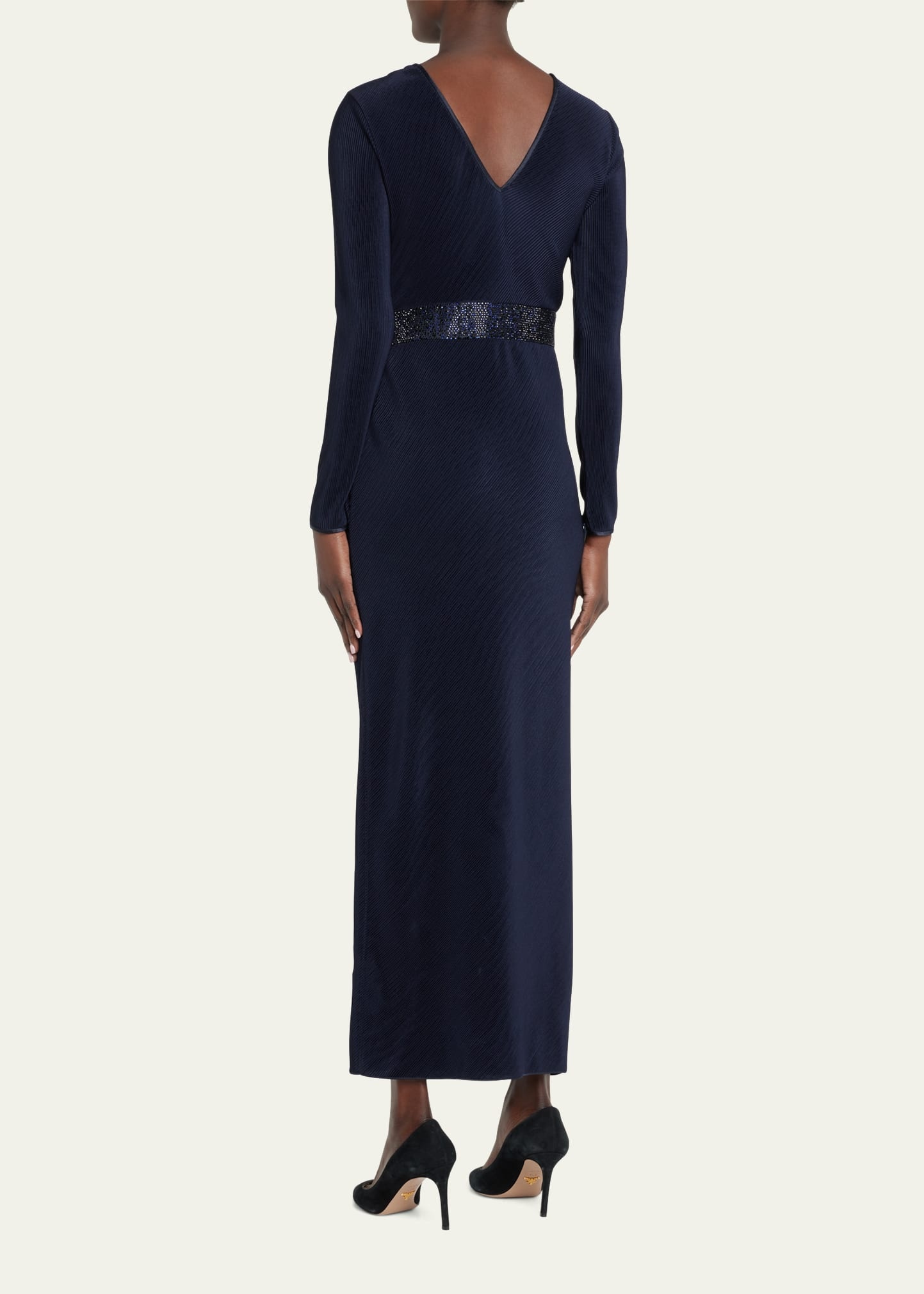 Jersey Dress w/ Beaded Hip Detail - 3