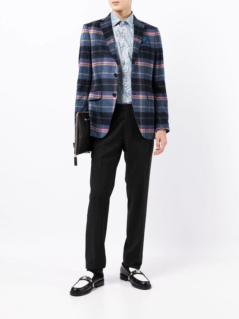 plaid-check blazer - 2