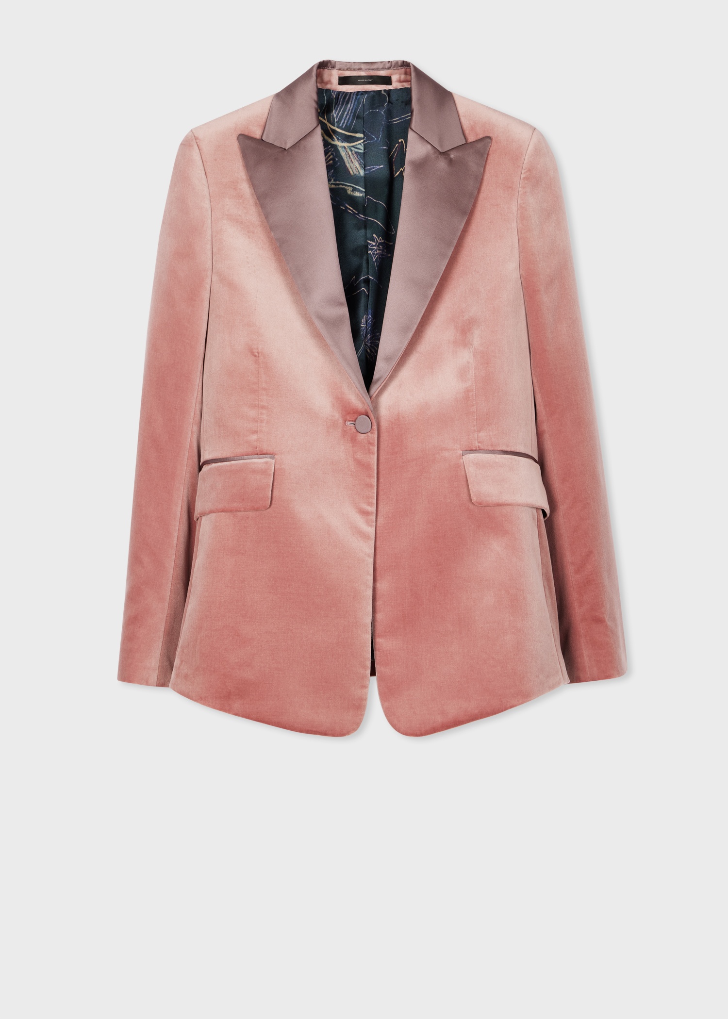 Women's Pink One-Button Velvet Blazer - 1