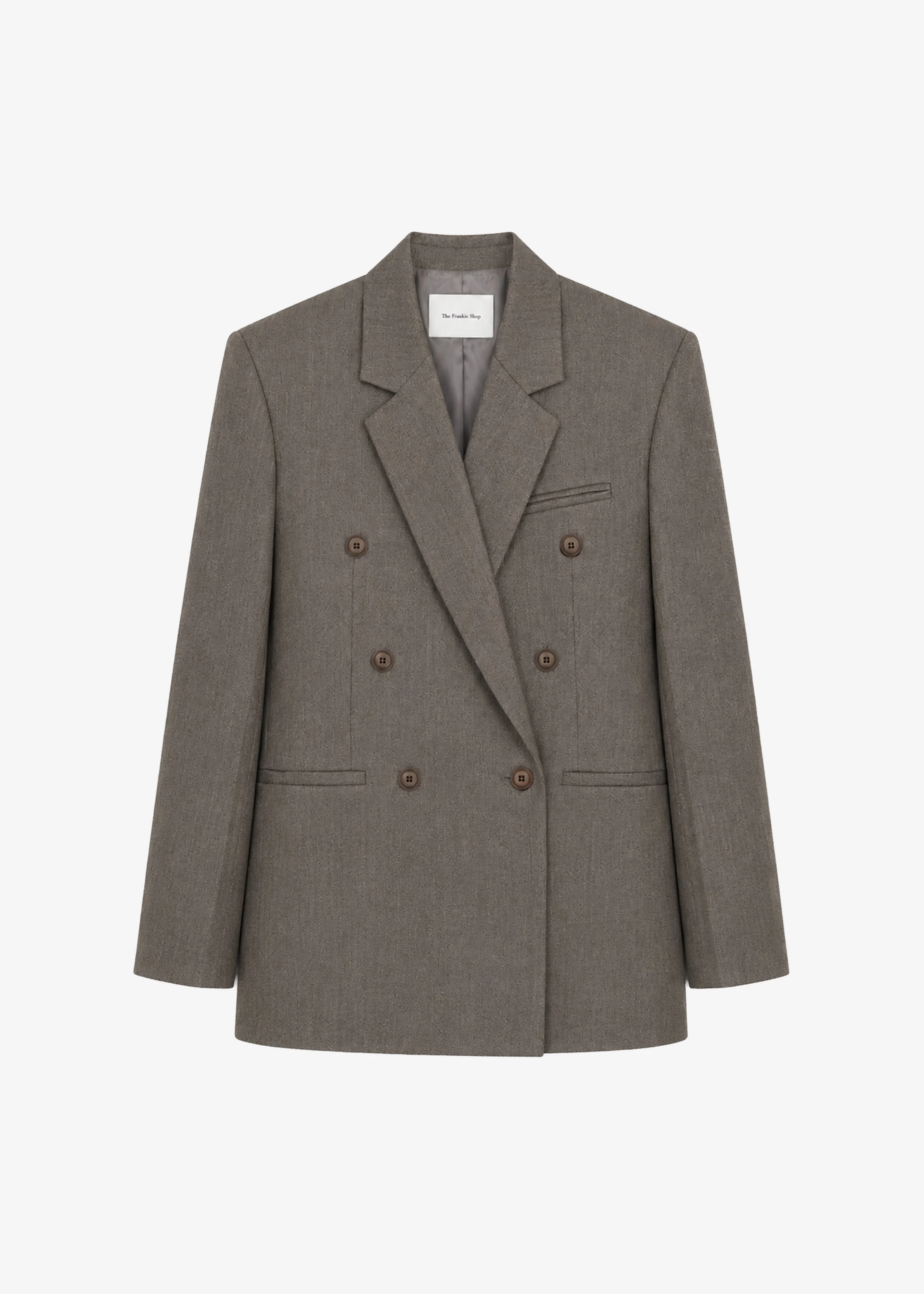 Jade Wool Double-Breasted Blazer - Beige Melange - 1