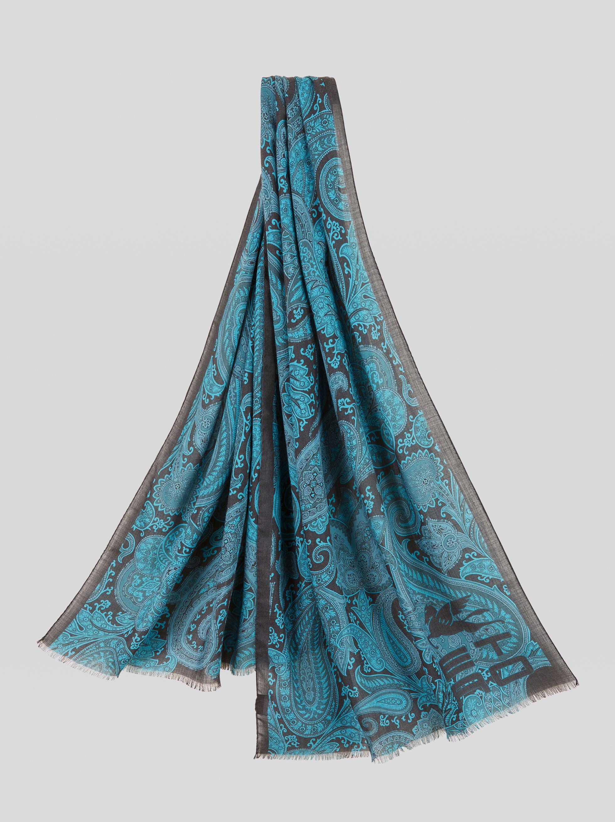 PAISLEY WOOL AND SILK SCARF - 1