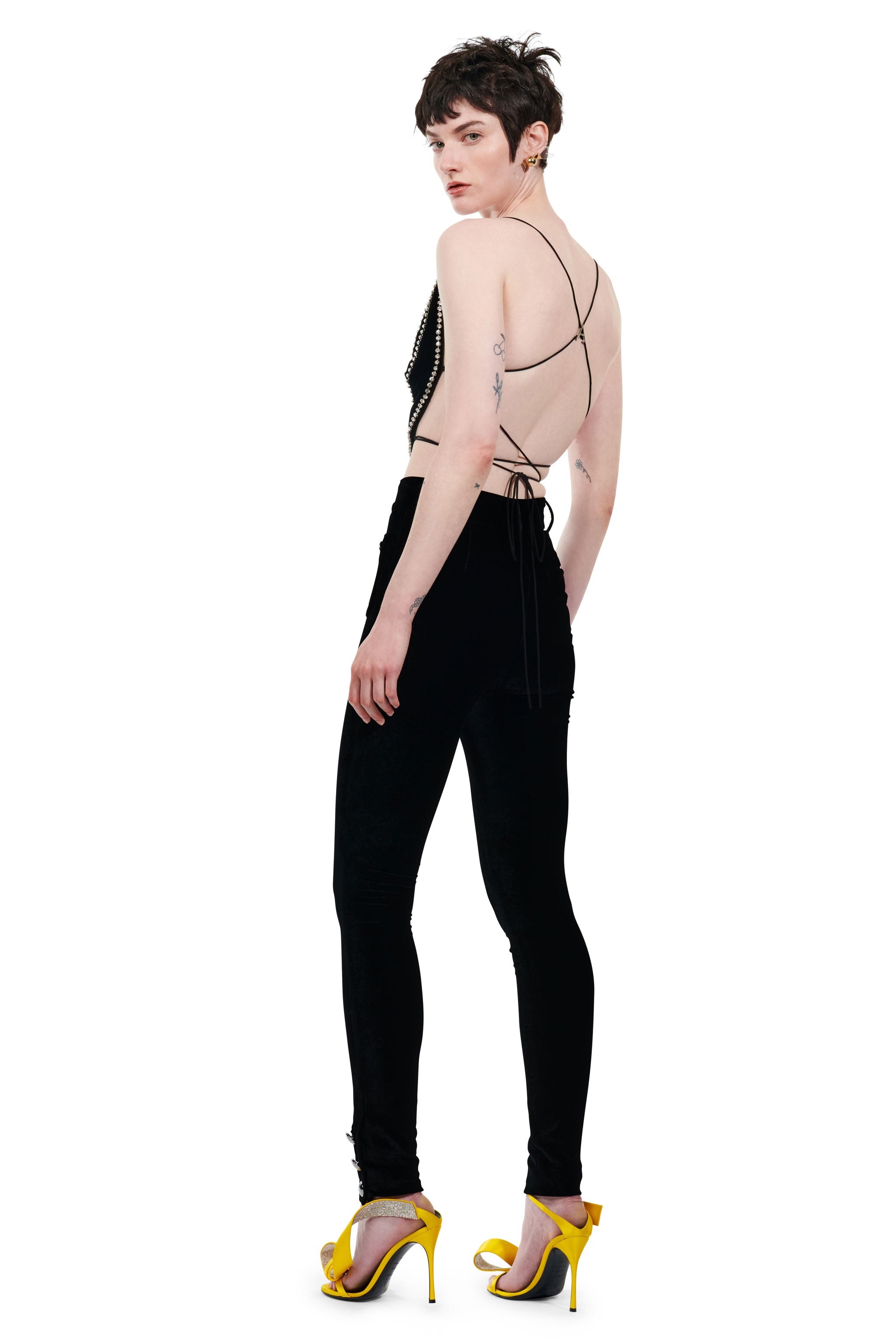 VELVET CRYSTAL TRIM BANANA TOP - 5