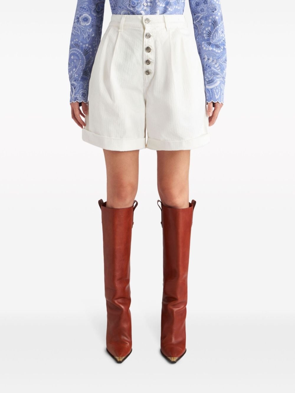 high-waist cotton bermuda shorts - 3