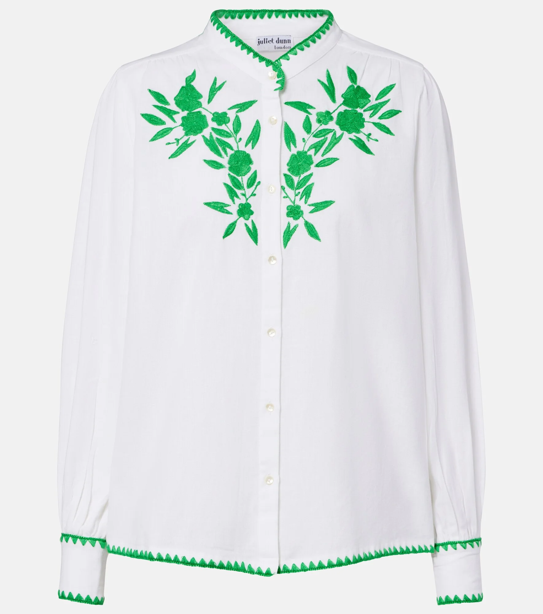 Embroidered cotton and linen shirt - 1