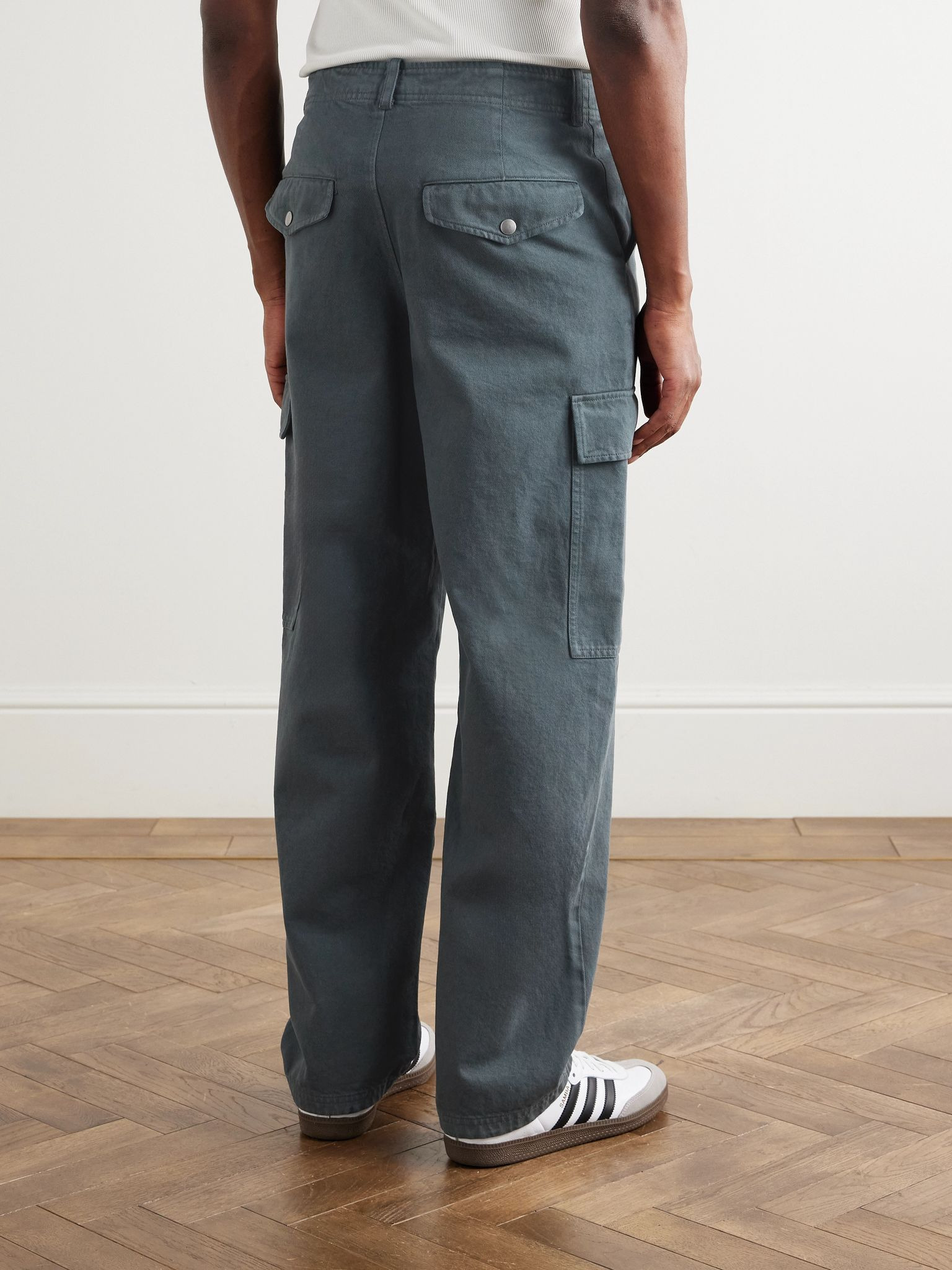 Duncan Straight-Leg Organic Cotton-Twill Trousers Gray - 4