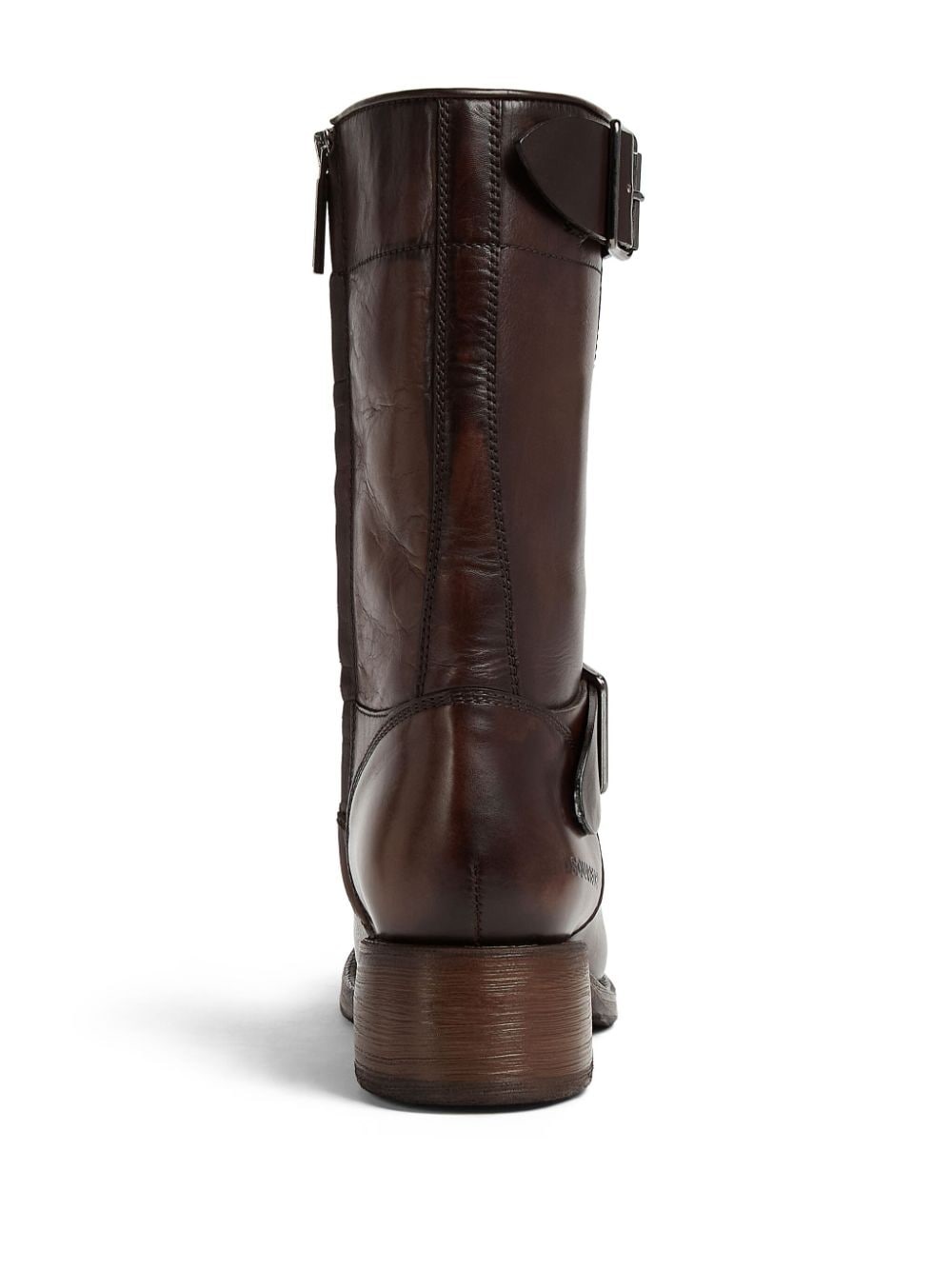 logo-debossed leather boots - 3