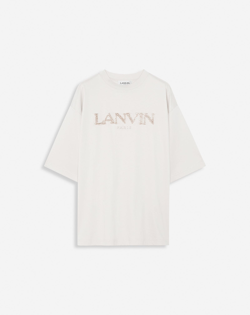OVERSIZED T-SHIRT WITH RAFFIA LANVIN PARIS EMBROIDERY - 1