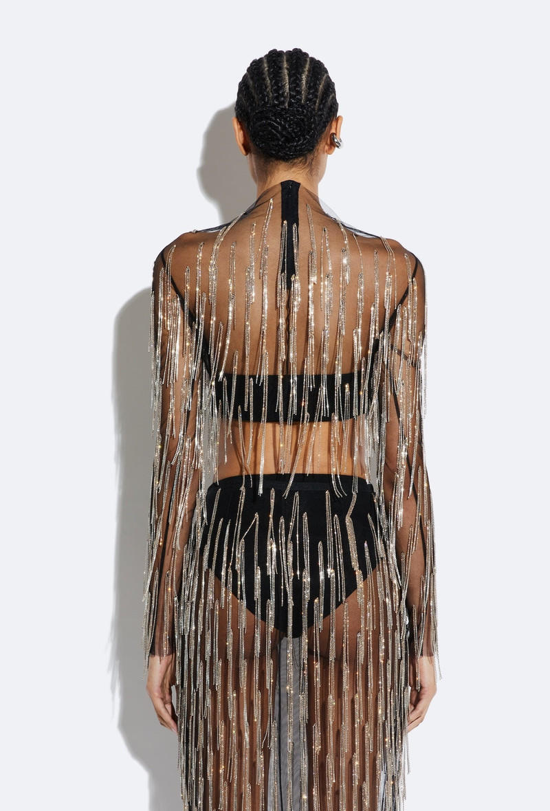 Mesh Diamond Fringe Cropped Top 3