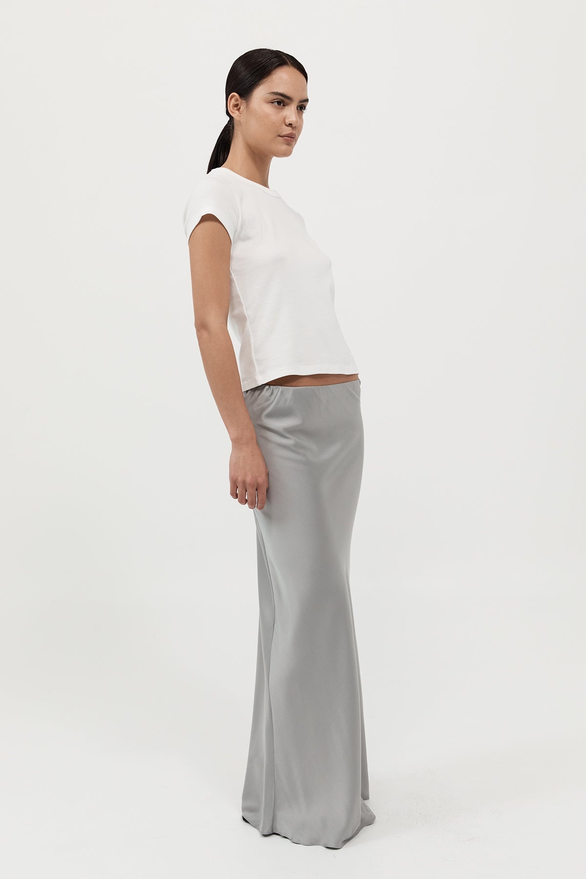 Bias Slip Skirt - Silver - 3