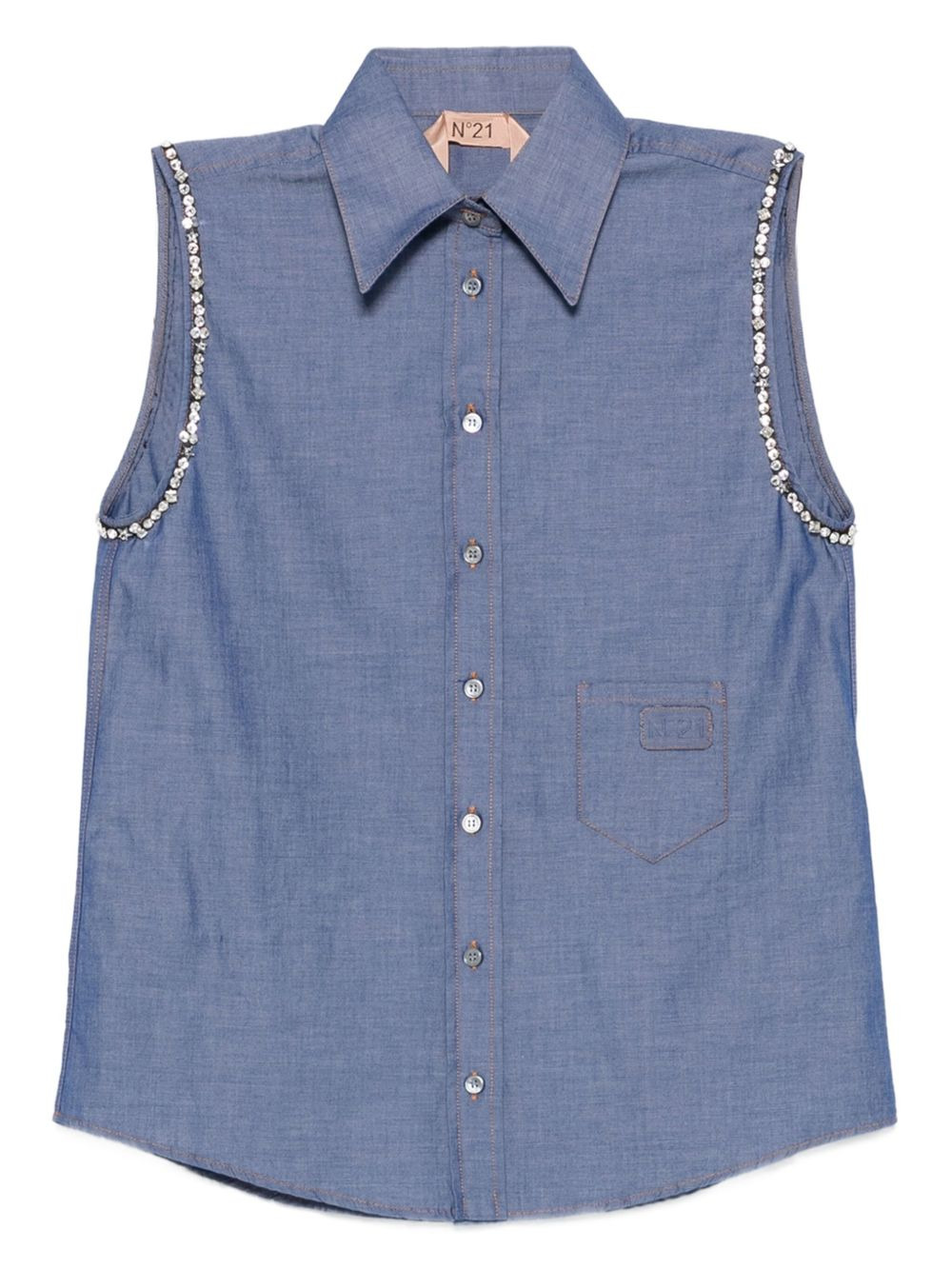 crystal-embellished sleeveless shirt - 1