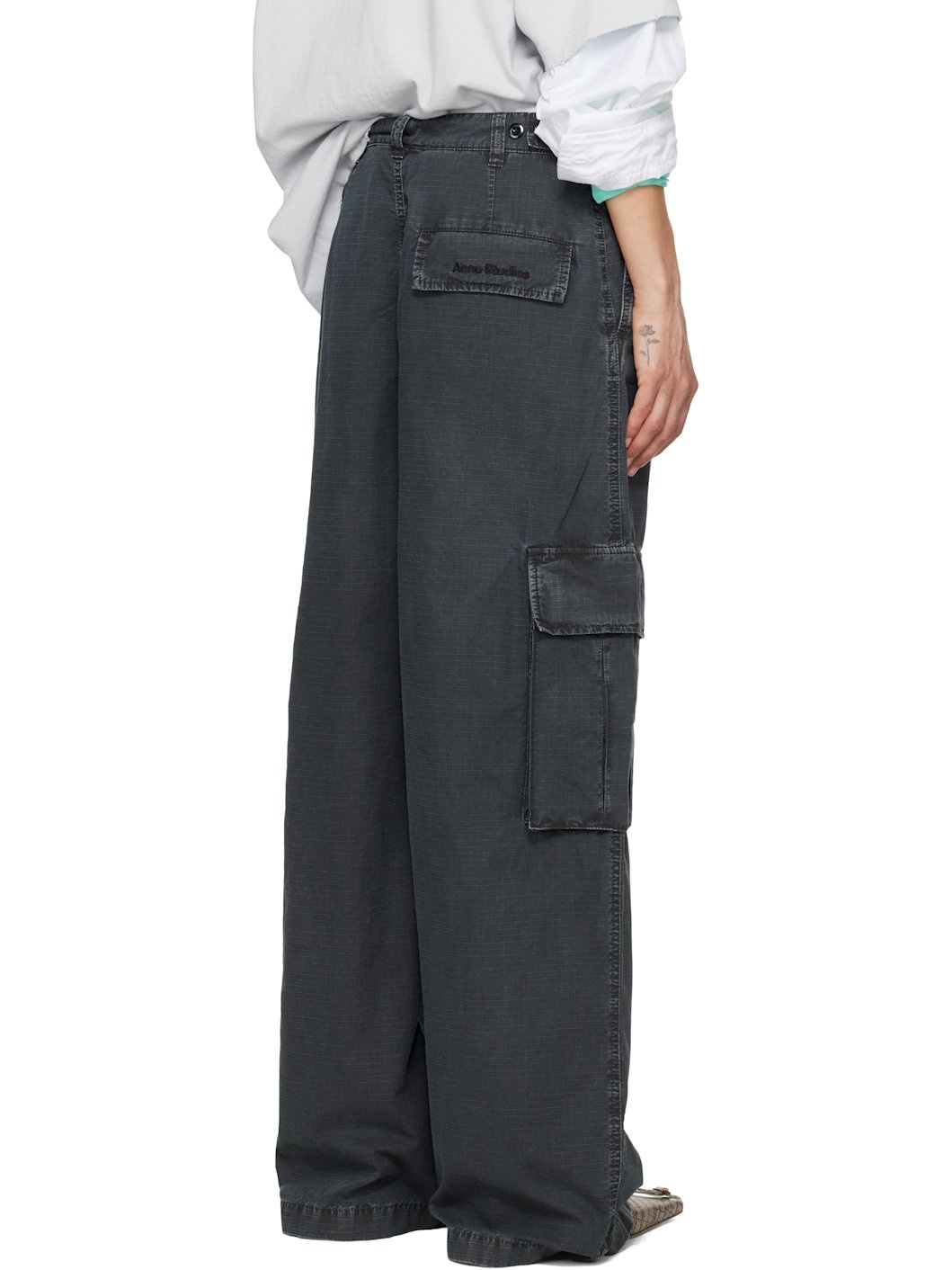 Black Ripstop Cargo Trousers - 3