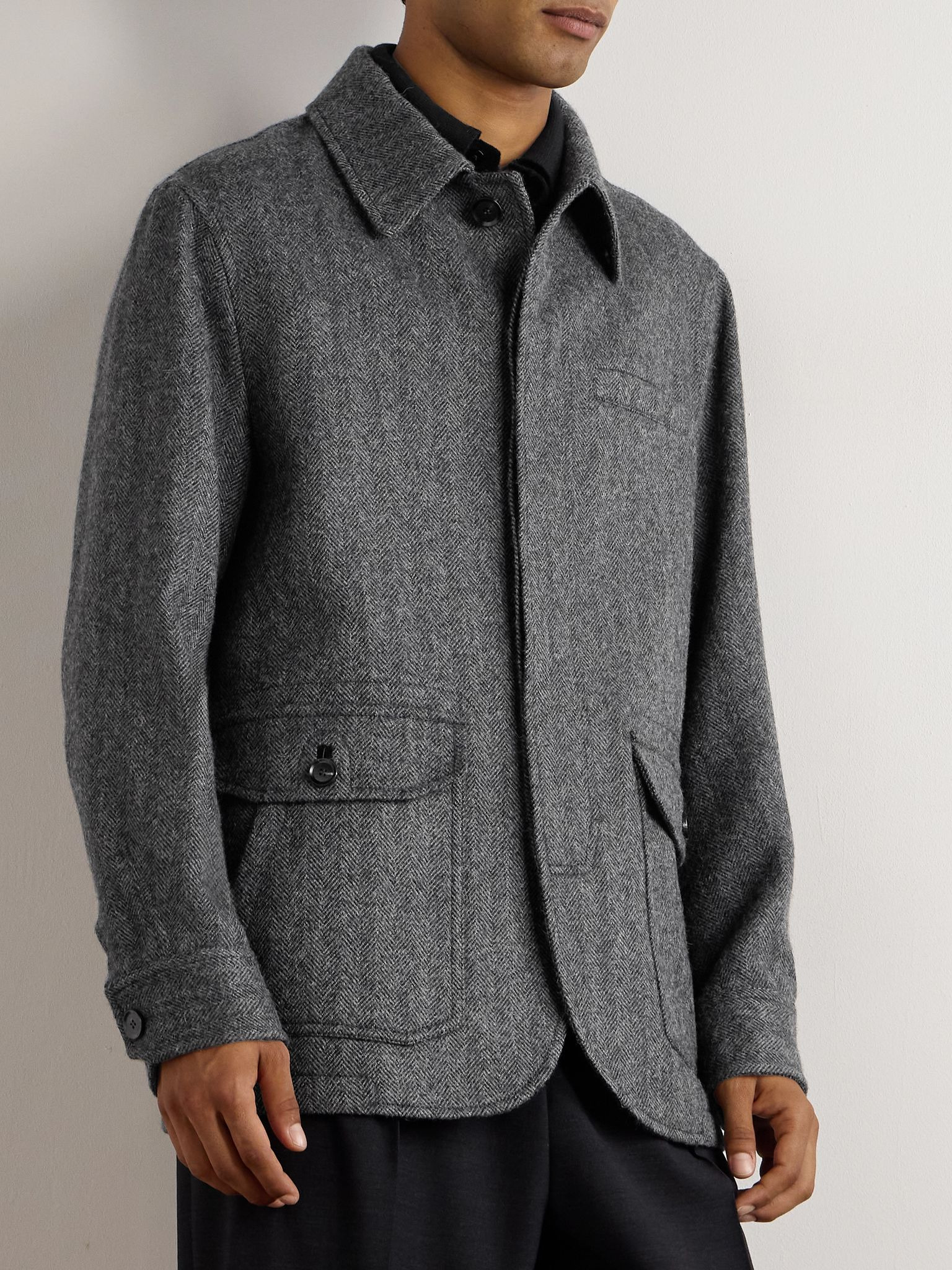 Herringbone Alpaca Chore Jacket Gray - 3