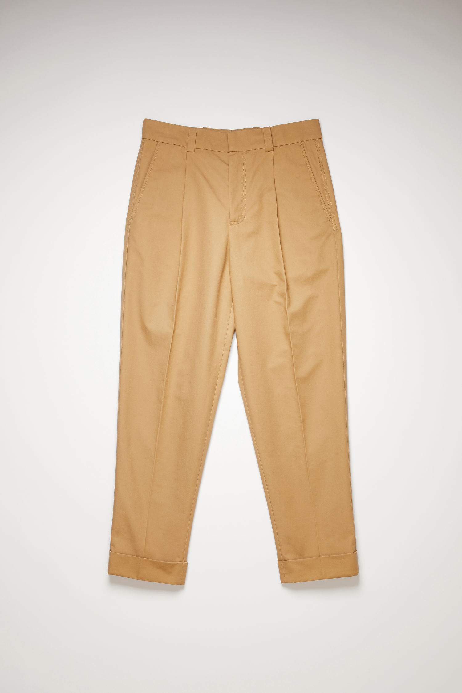 Pleated twill chinos hazel beige - 1