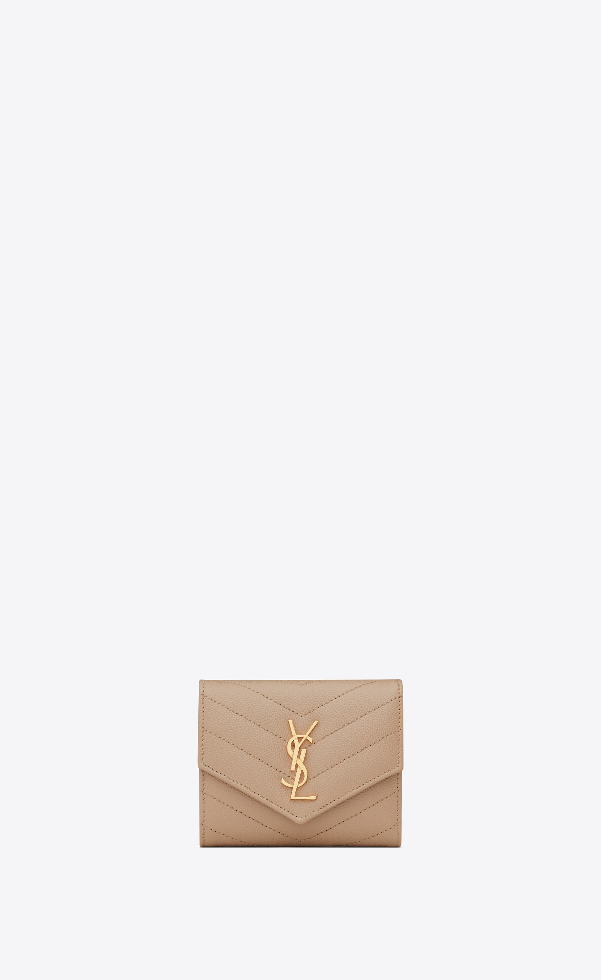 cassandre saint laurent matelassé multi-folded wallet in grain de poudre embossed leather - 1