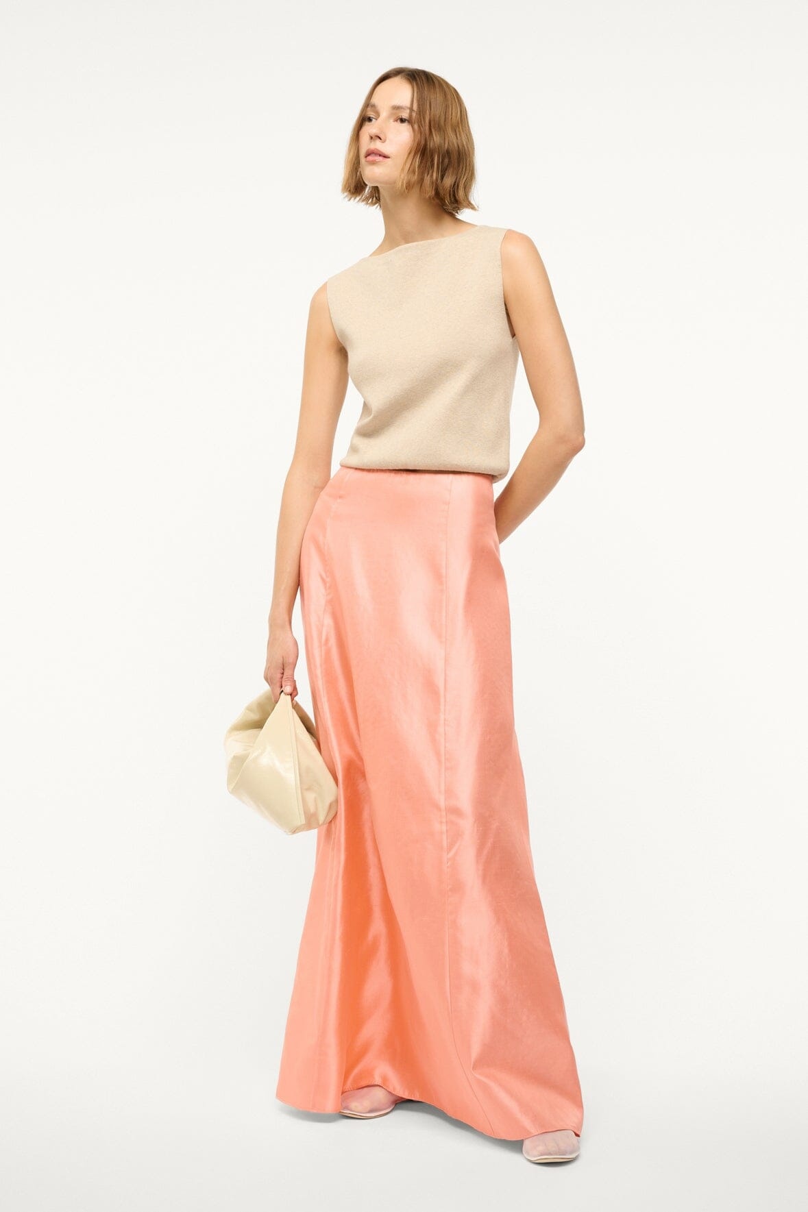 STAUD VINCENZO SILK SKIRT CARNATION - 4