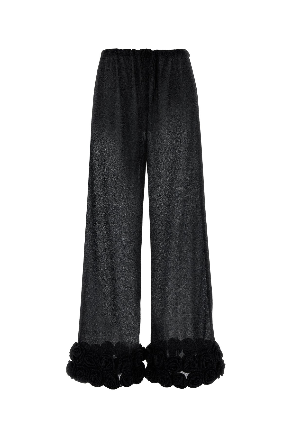Black nylon wide-leg pant - 1