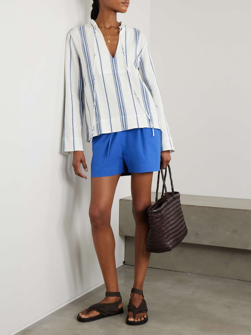 MATTEAU Fisherman striped cotton-blend gauze shirt White outlook
