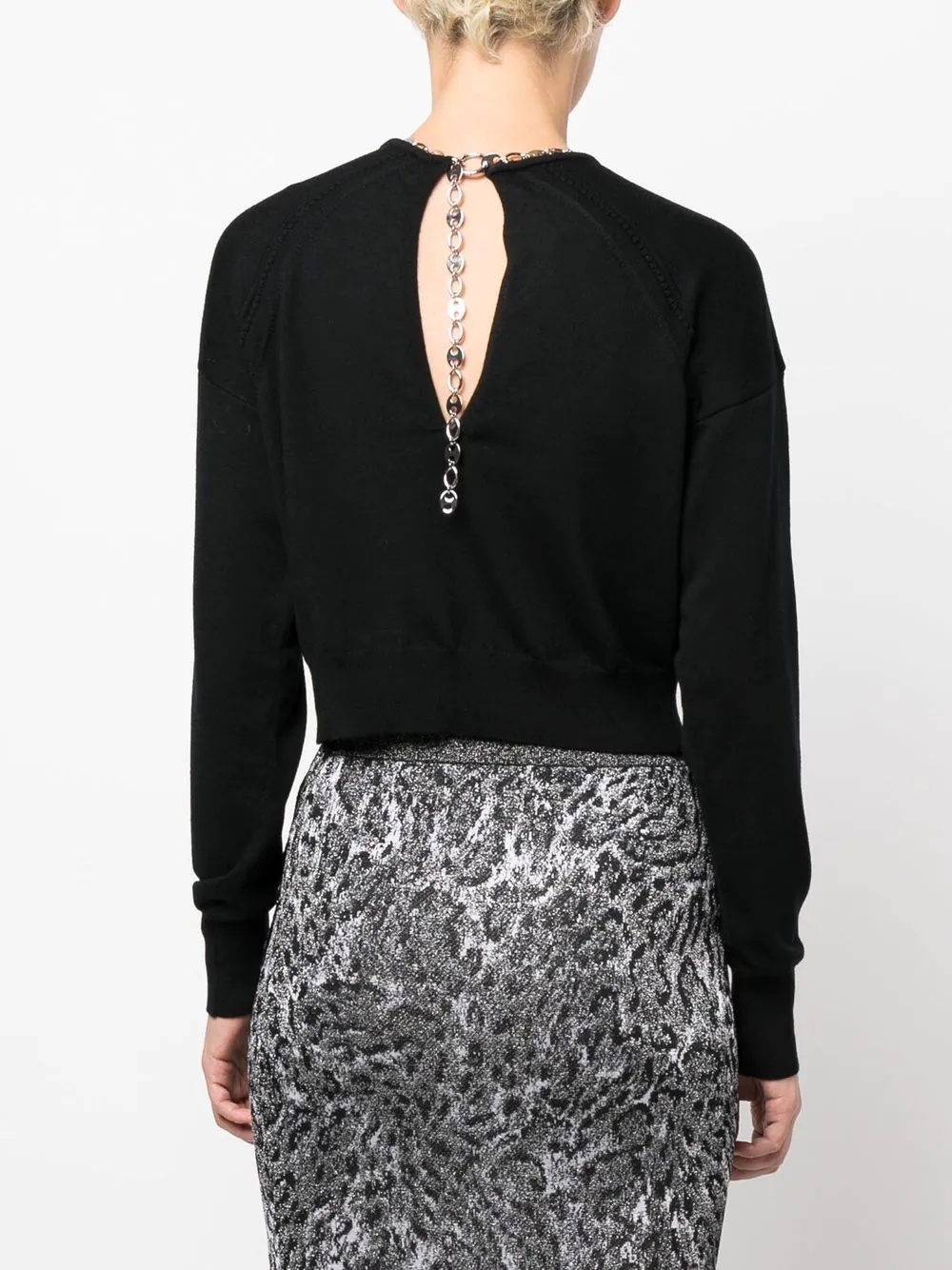 chain-link neckline sweater - 4