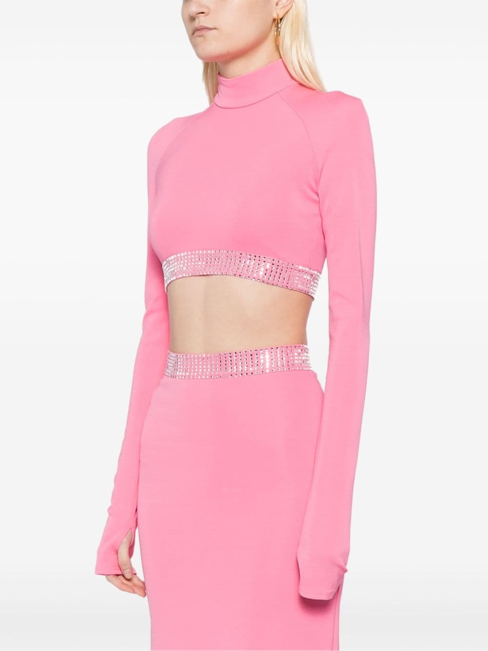 rhinestone-embellished crop top - 3