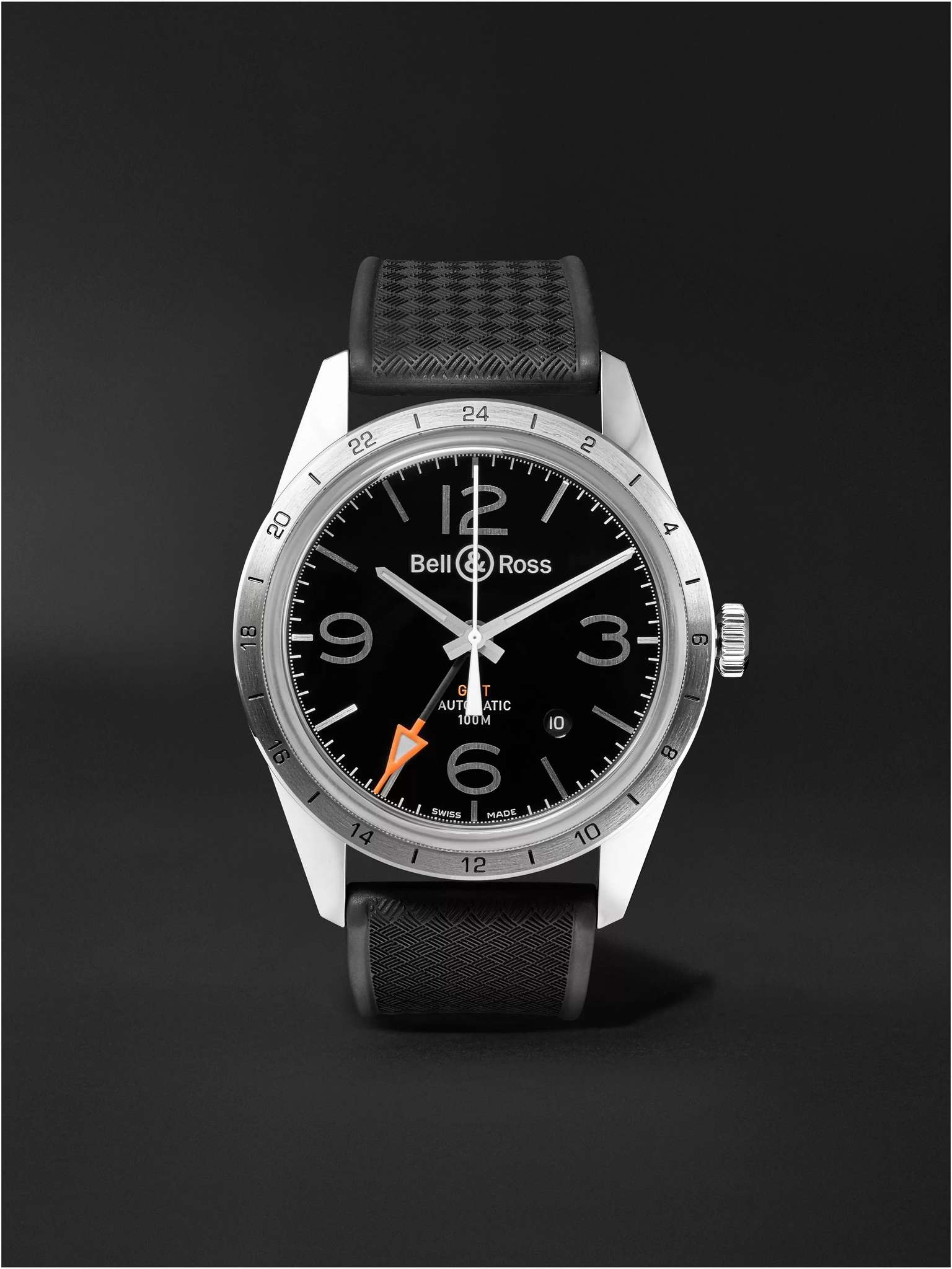 BR 123 42mm Steel and Rubber Watch, Ref. No. BRV123-BL-GMT/SRB - 1