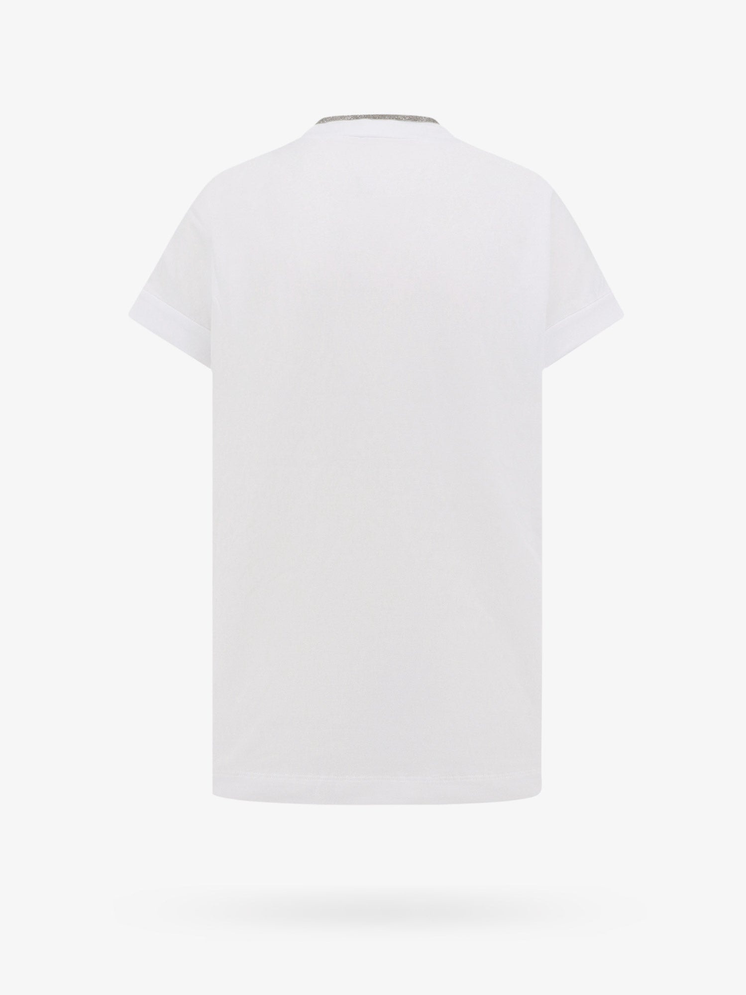 Tシャツ・カットソー BRUNELLO CUCINELLI Women Tops MOA718812 C159 WHITE Ribbed jersey T-shirt for Woman in White | Brunello Cucinelli