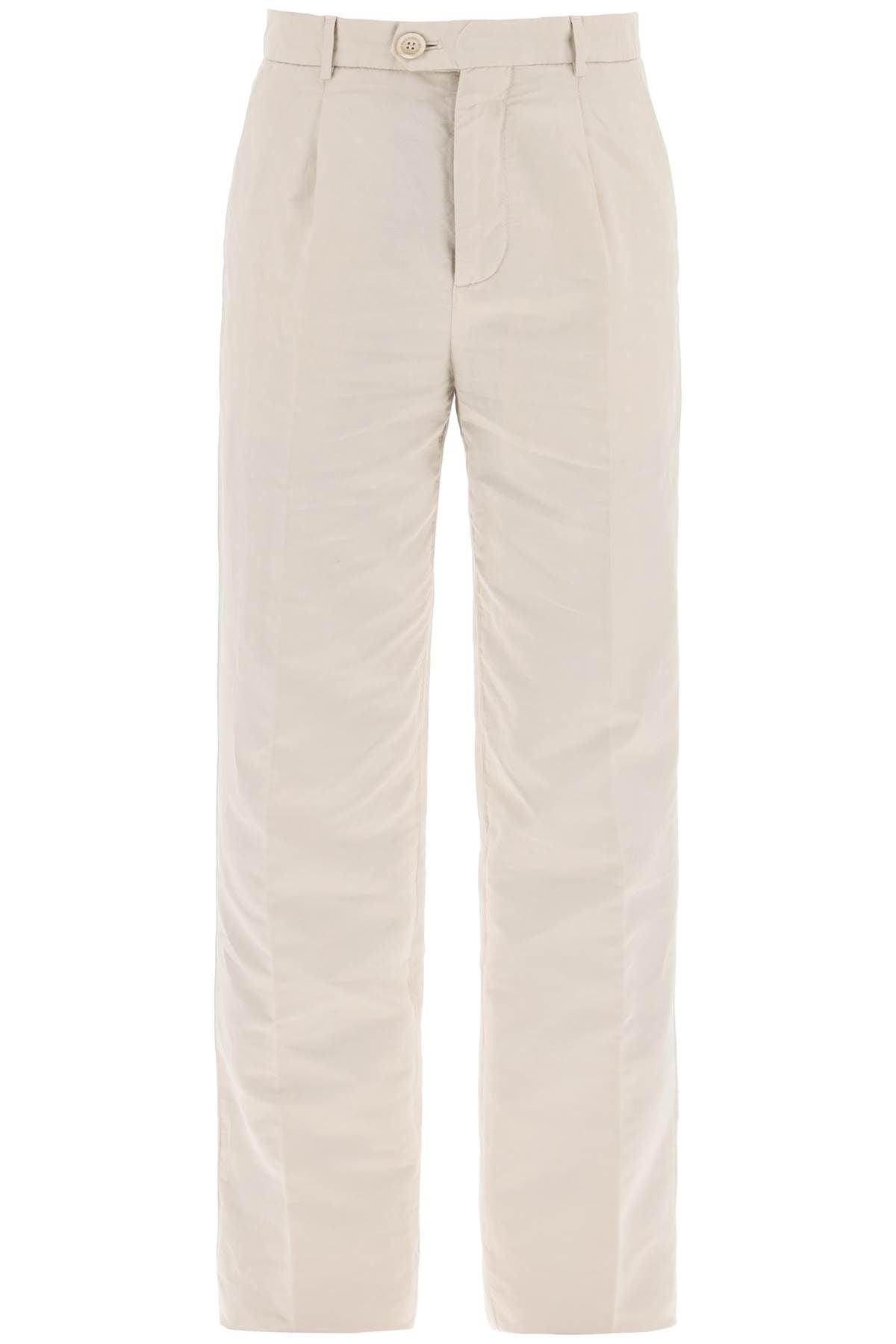 COTTON AND LINEN GABARDINE PANTS - 1