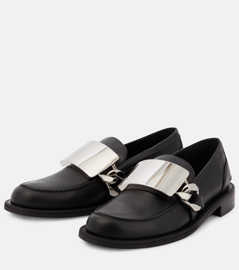 로고 조각 가죽 loafers 5