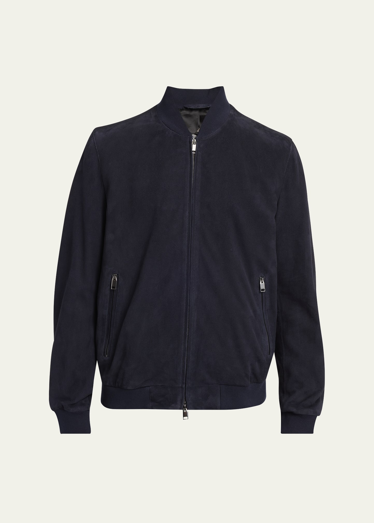 Men's Suede Bomber Jacket - 1