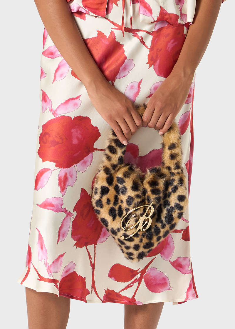 Blumarine HEART BAG IN ANIMALIER PRINT FAUX FUR outlook