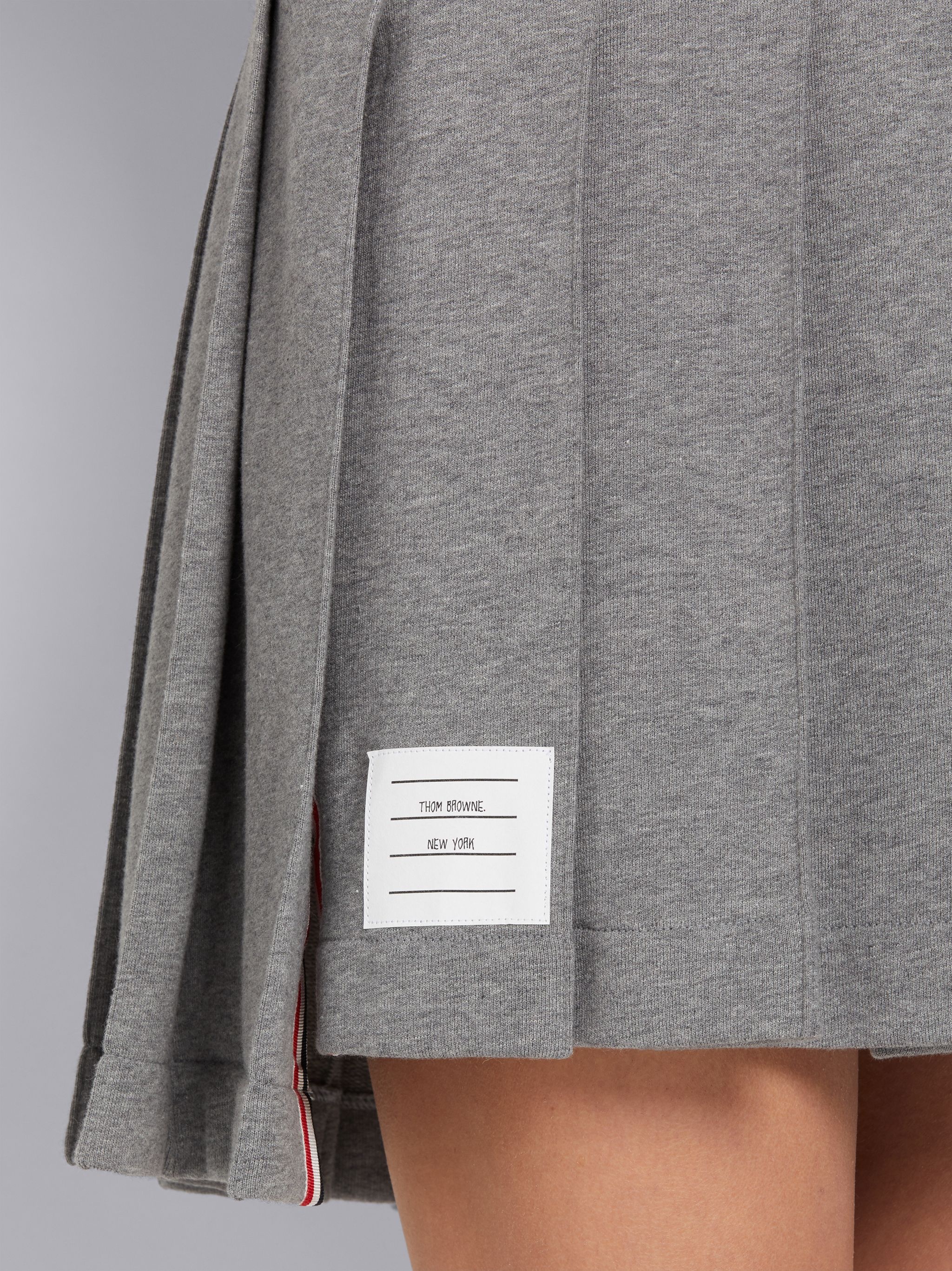 Medium Grey Cotton Loopback Pleated Mini Skirt - 5